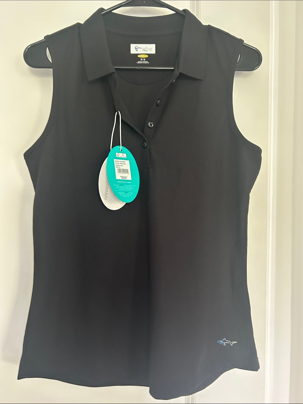 Greg Norman Play Dri Black Sleeveless Golf Polo Tank